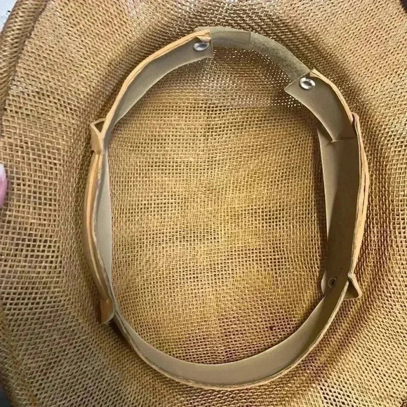 Vintage Pith Helmet Straw Safari Jungle Cruise Hat Ventilated Unisex 60s 70s - Picture 5 of 9